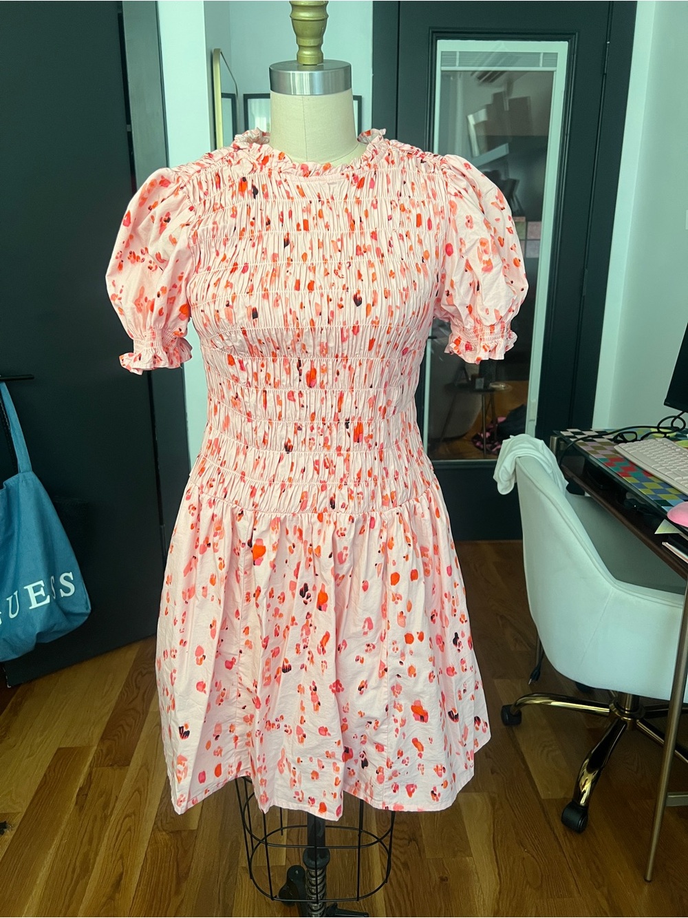 Smocked Puff Sleeve Dress